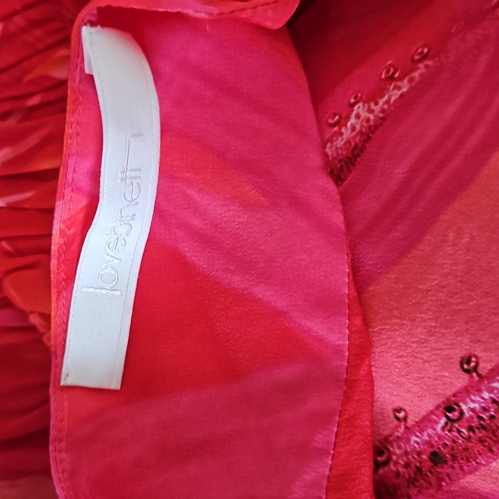 💜 Love Binetti Hera Print Dress Pink/ Fuchsia 100% Silk NWOT Sz XS - Picture 4 of 8